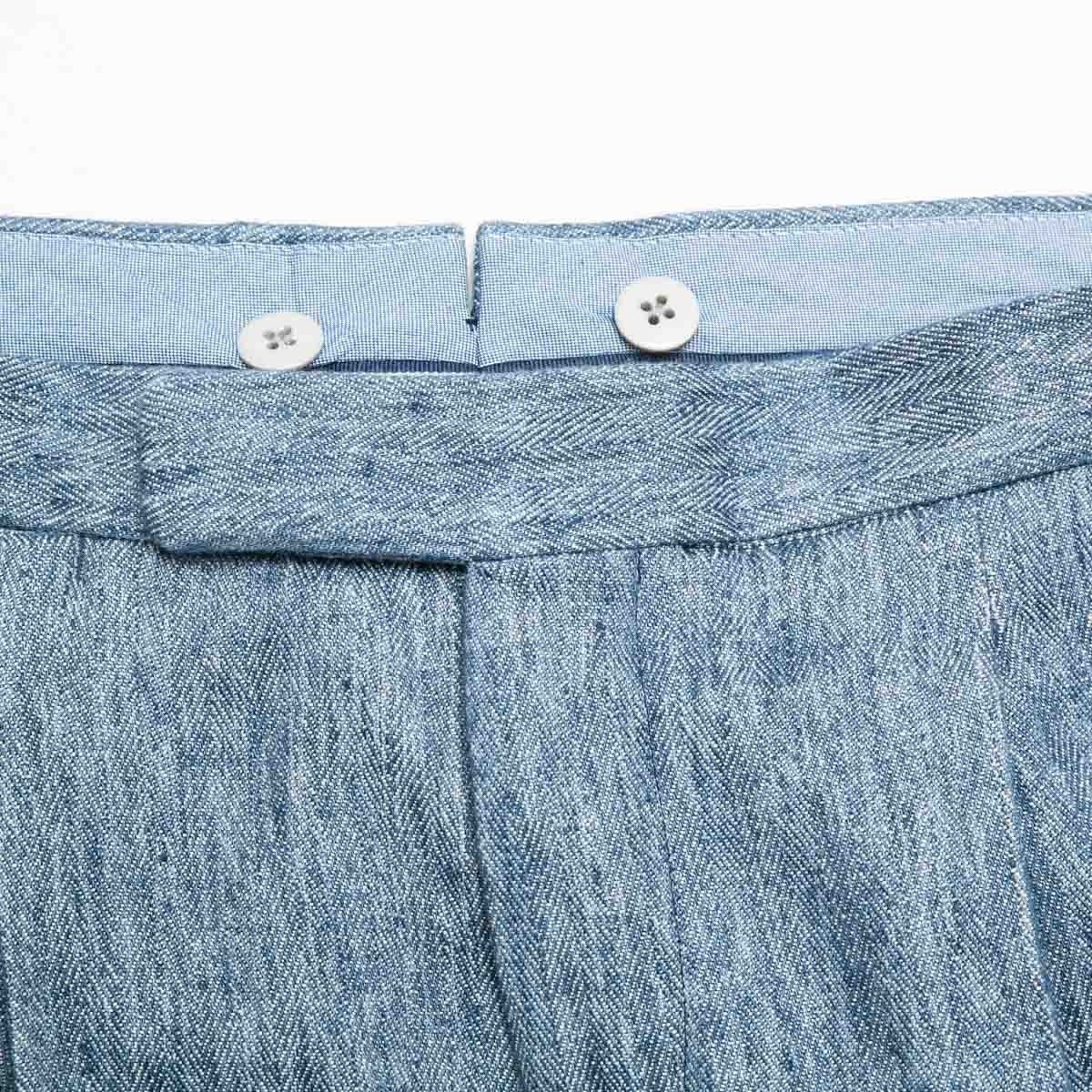 pantalon-a-pinces-bleu-chevron-pour-homme-detail-tissu