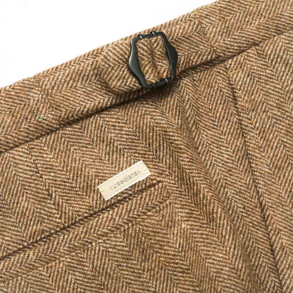 pantalon-a-pinces-en-laine-tissage-chevron-beige-detail-ceinture