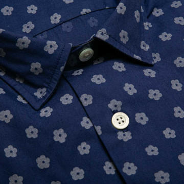 chemise-en-coton-bleu-marine-a-fleurs-manches-longues-pour-homme-detail-tissu-col