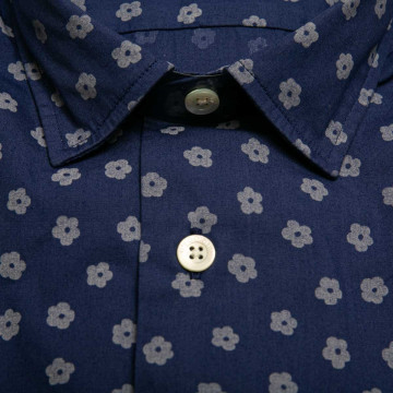 chemise-en-coton-bleu-marine-a-fleurs-manches-longues-pour-homme-detail-tissu