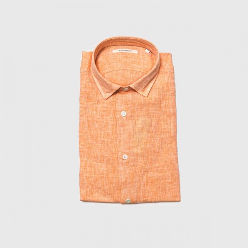 chemise-en-lin-orange-manches-longues-pour-homme