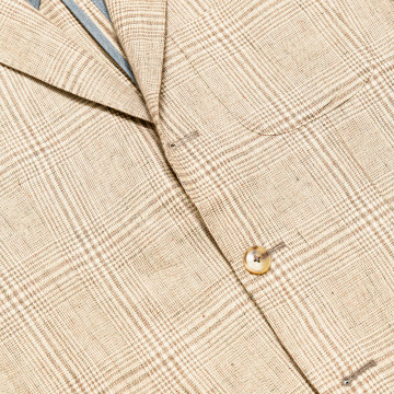 blazer-en-lin-motif-prince-de-galles-beige-detail-tissu