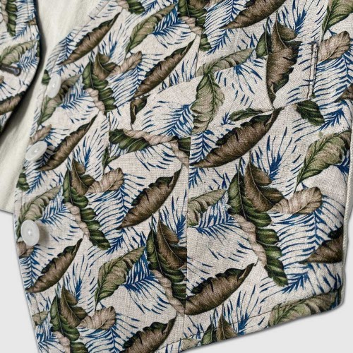 gilet-reversible-lin-coton-motifs-plumes-pour-femme-detail-tissu